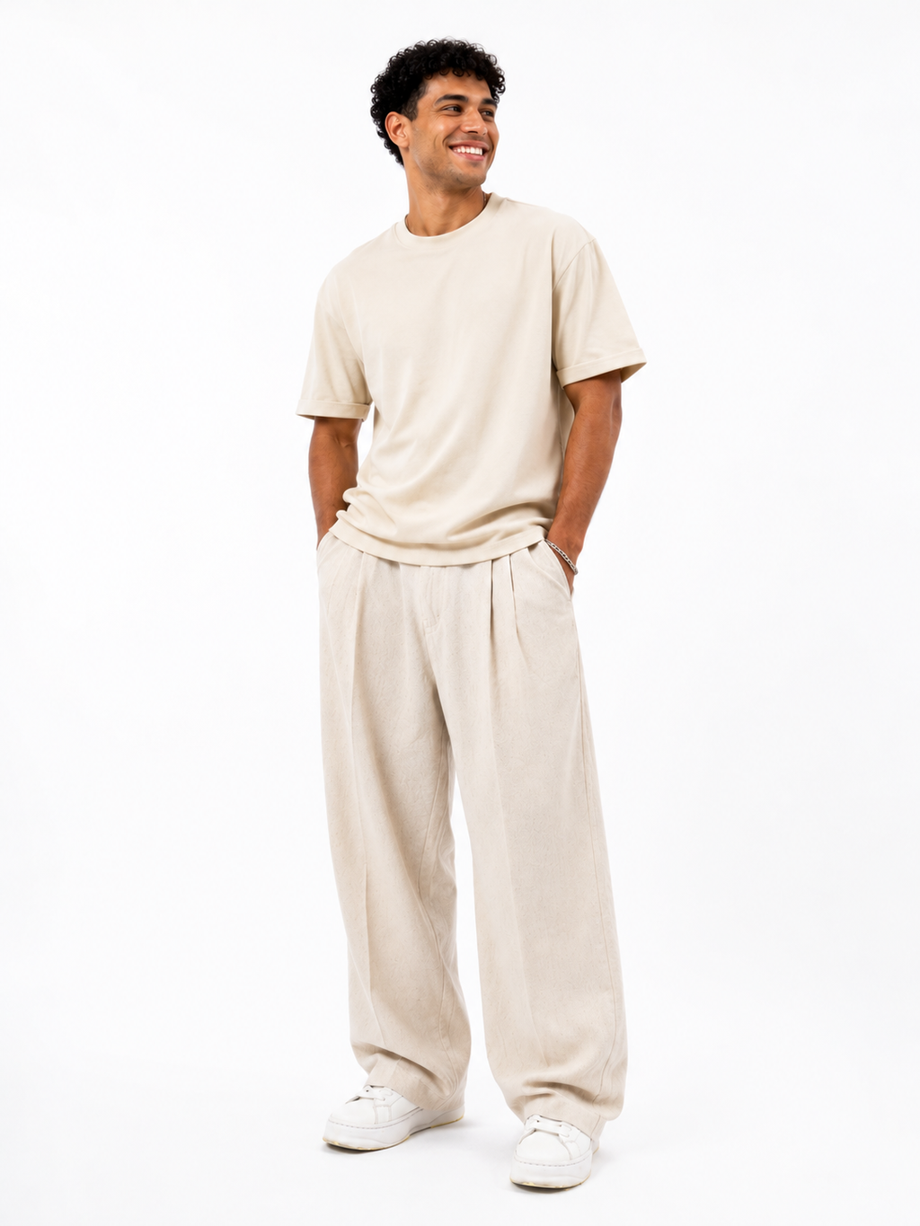 Tailored Linen Blend Pants – Natural Beige