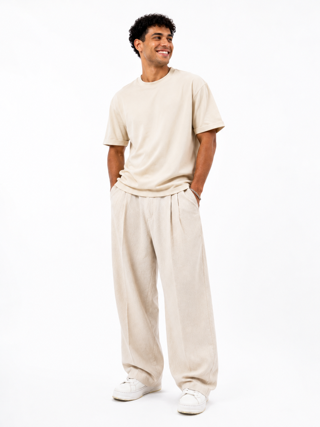 Tailored Linen Blend Pants – Natural Beige