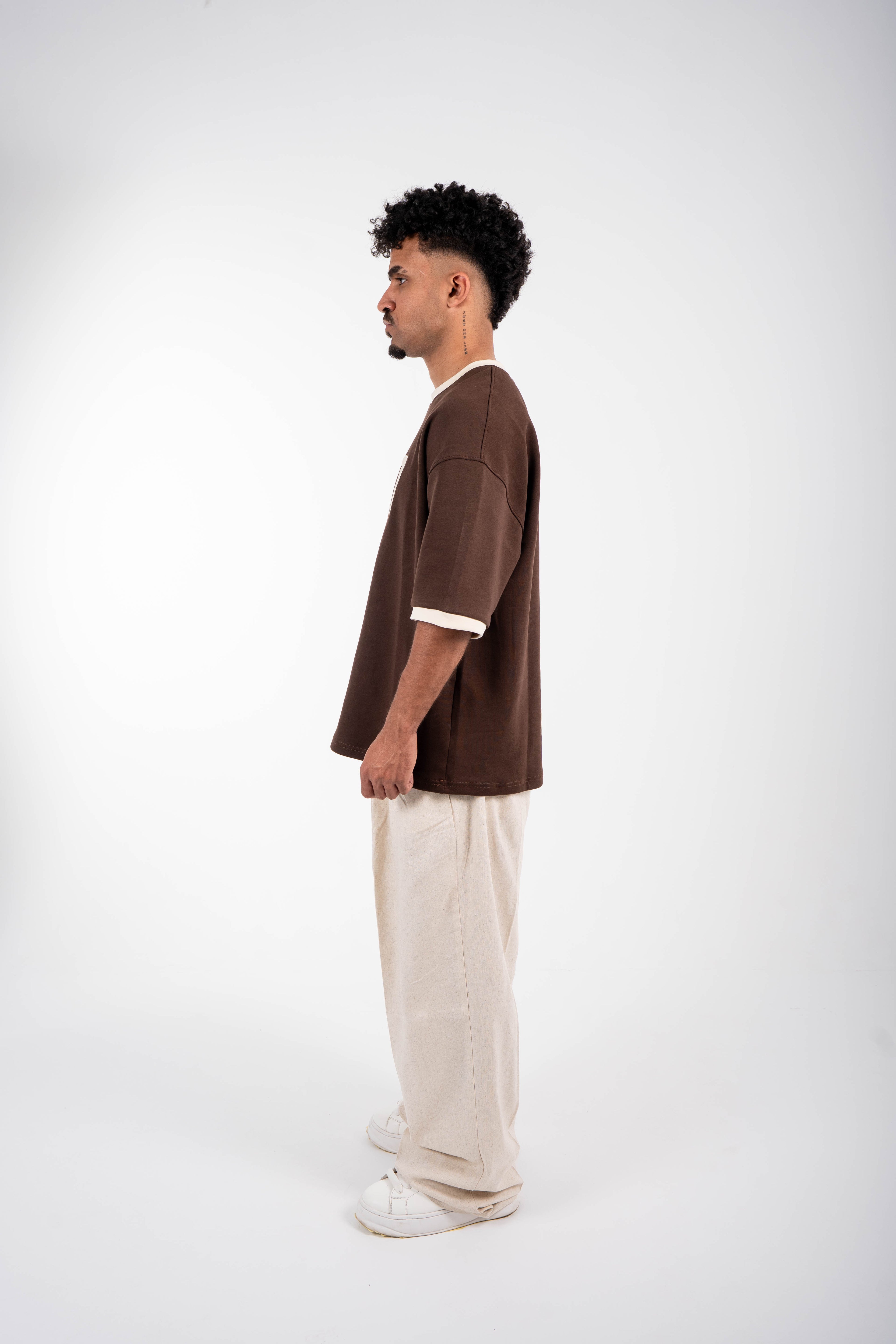 1987 Oversized T-Shirt – Brown & Cream