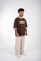 1987 Oversized T-Shirt – Brown & Cream