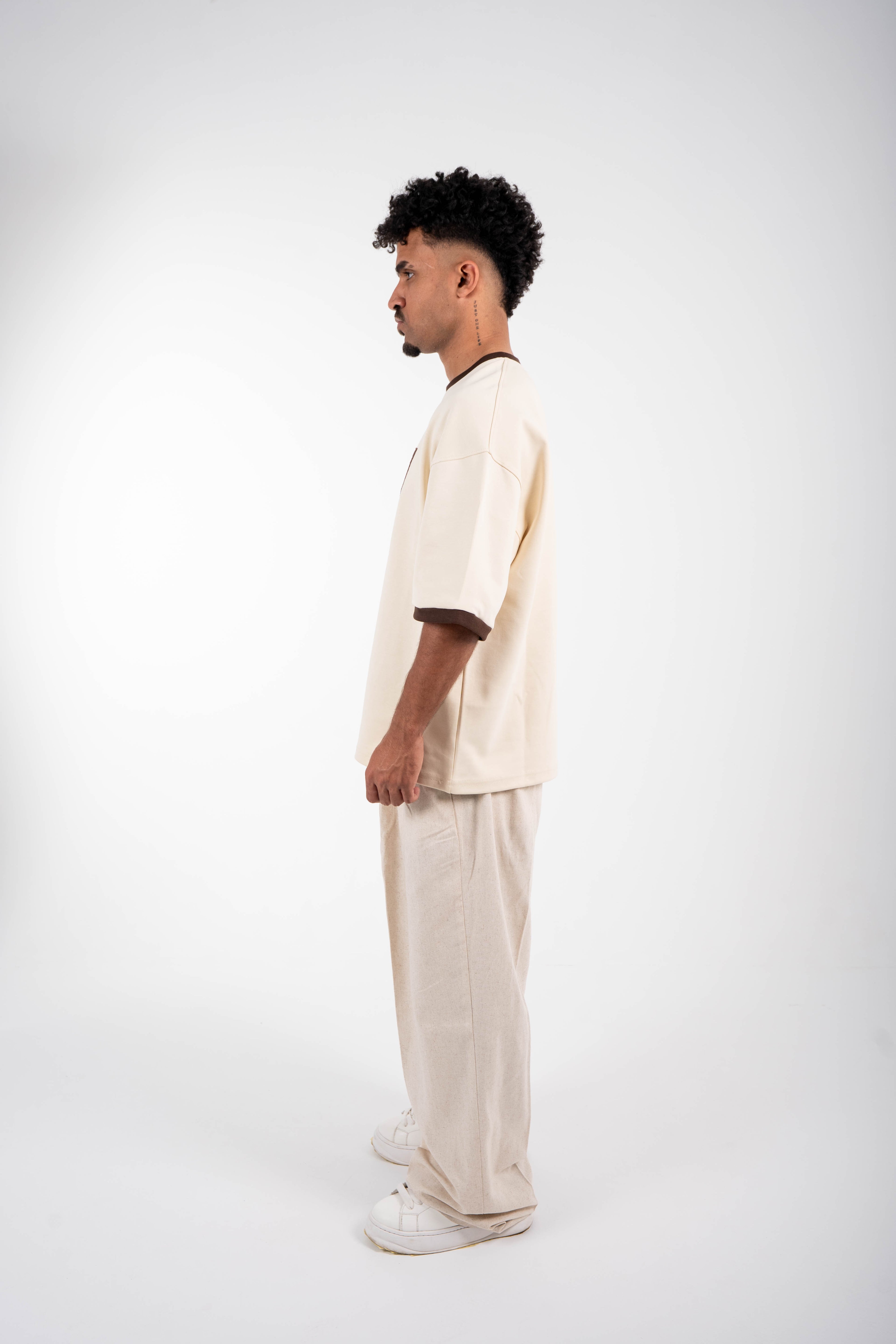 1987 Oversized T-Shirt – Cream &amp; Brown