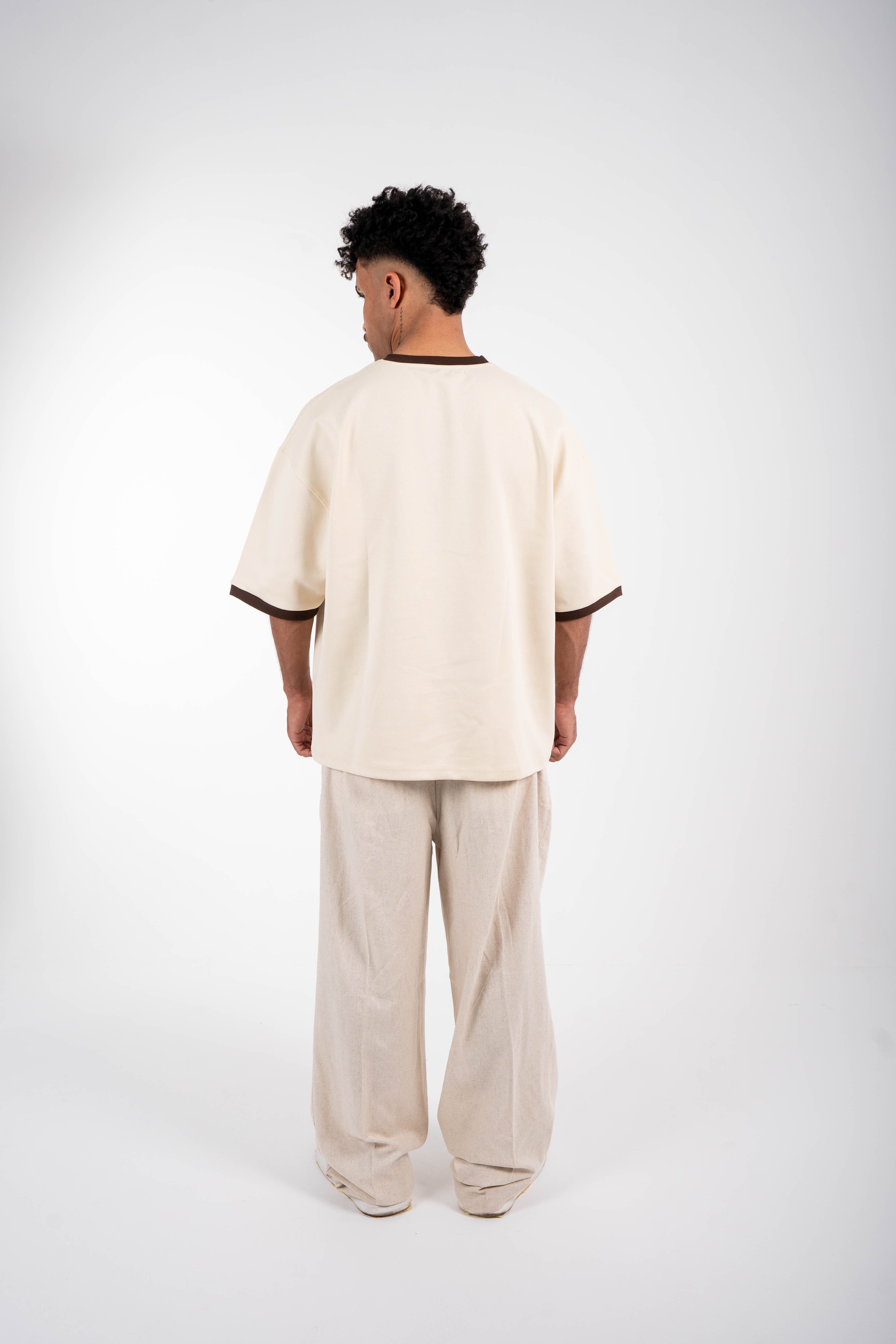 1987 Oversized T-Shirt – Cream &amp; Brown