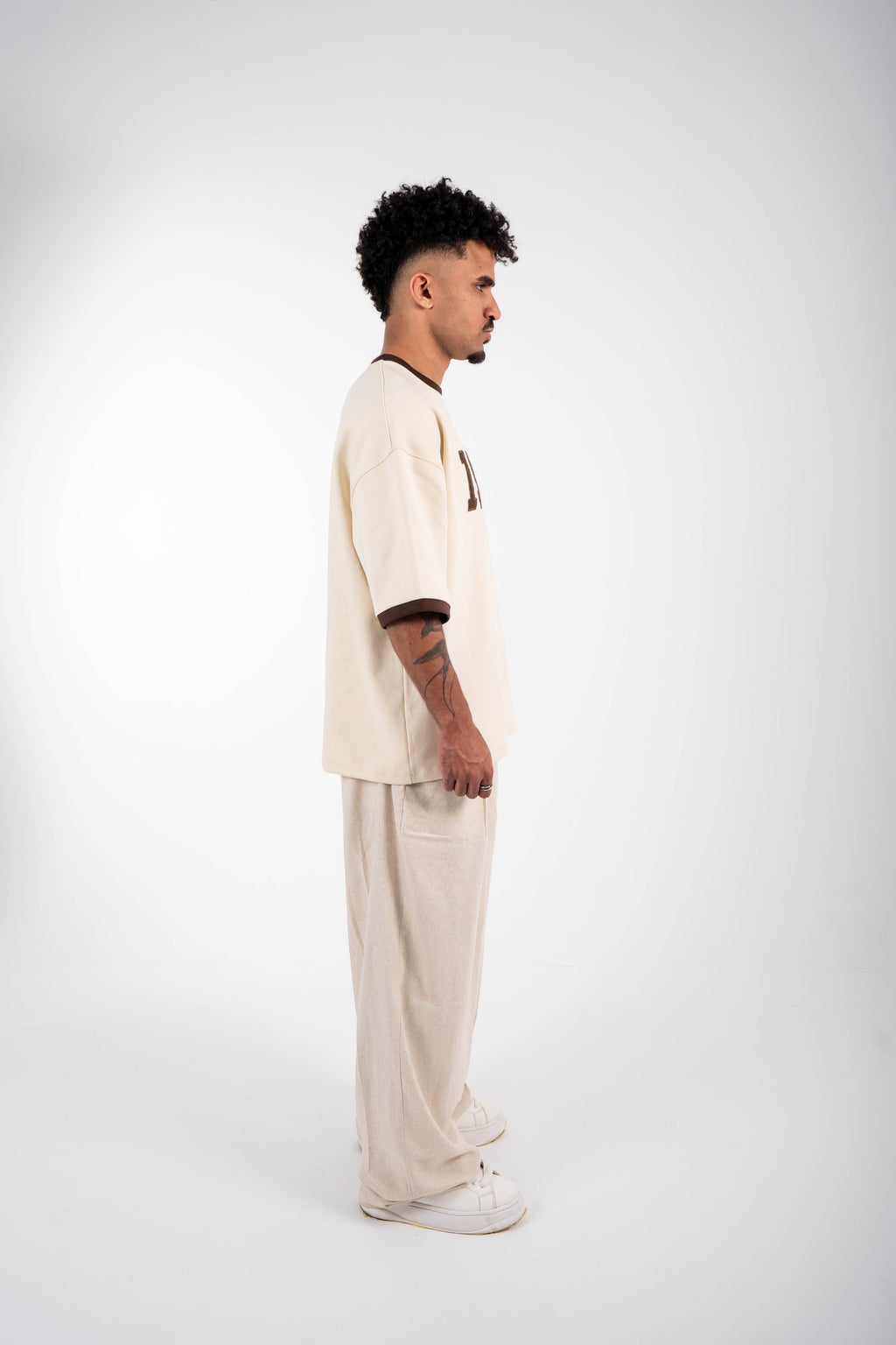 1987 Oversized T-Shirt – Cream &amp; Brown