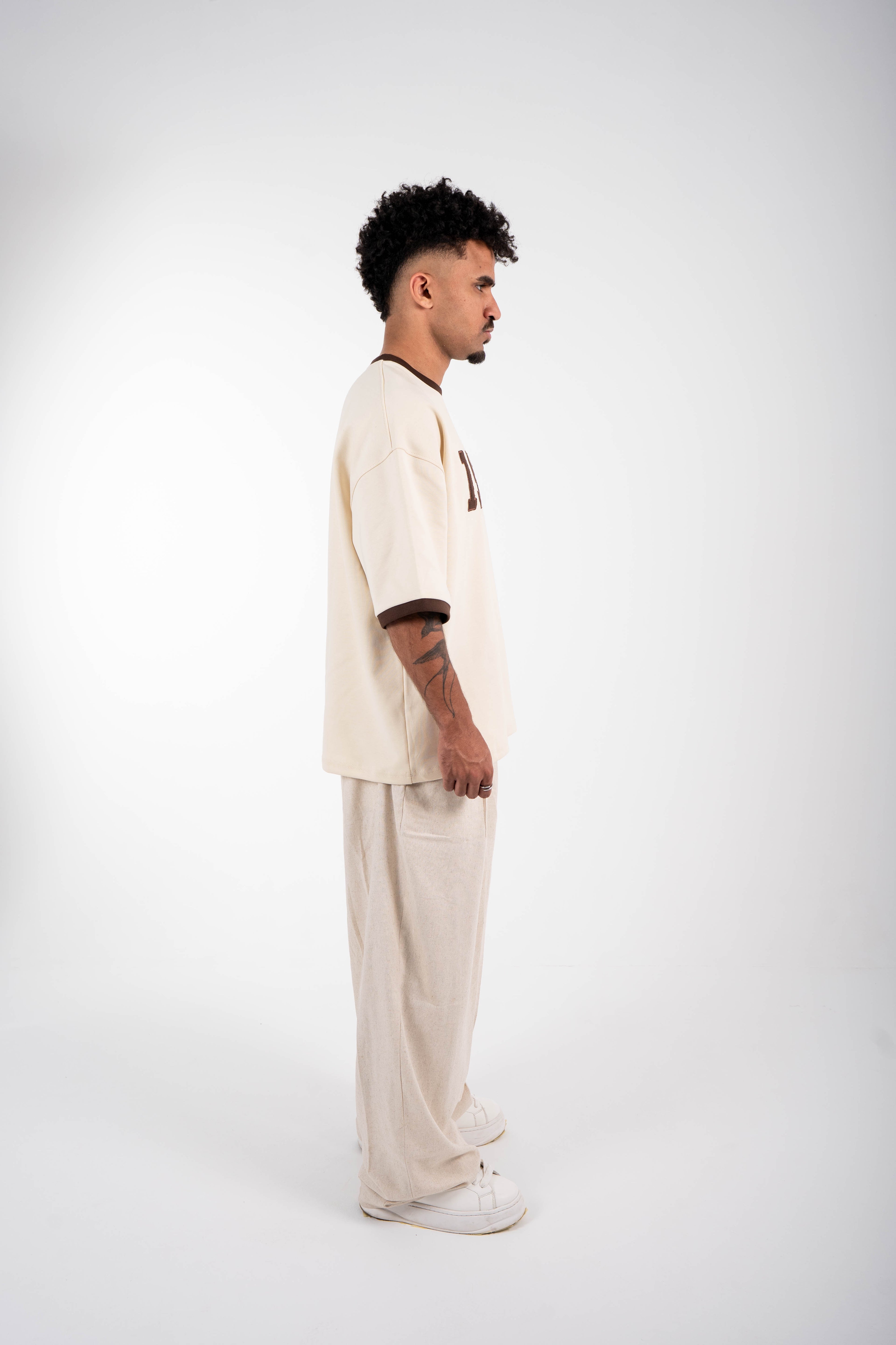 1987 Oversized T-Shirt – Cream &amp; Brown