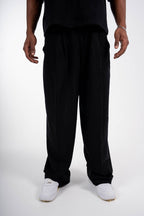 Tailored Linen Blend Pants – Black