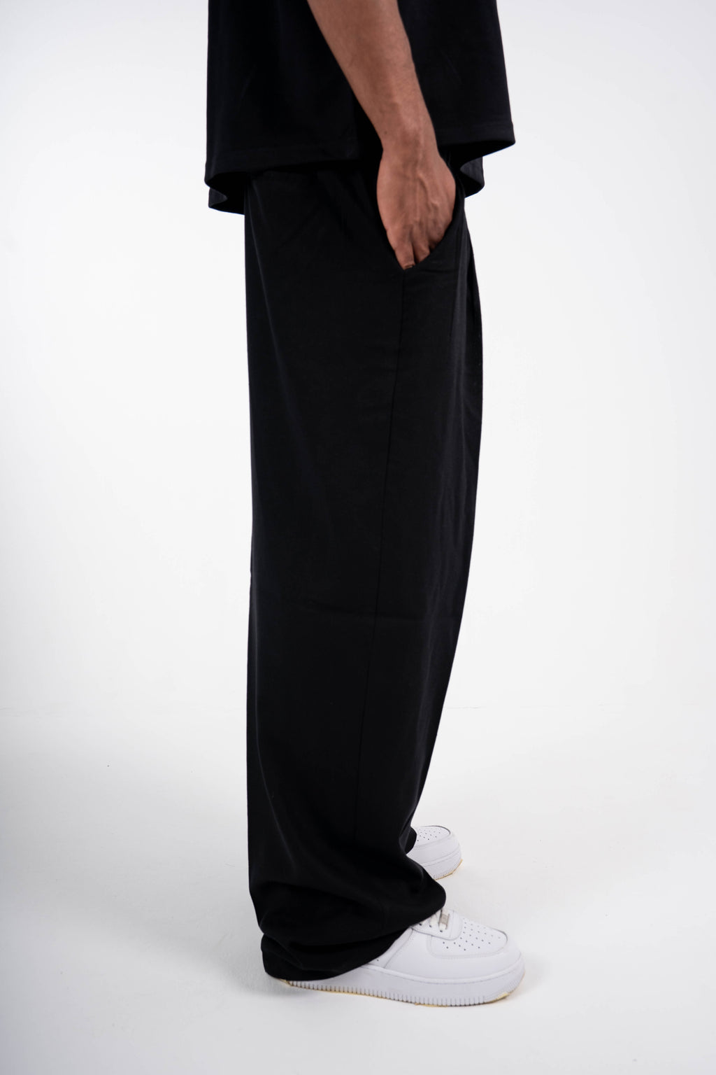 Tailored Linen Blend Pants – Black