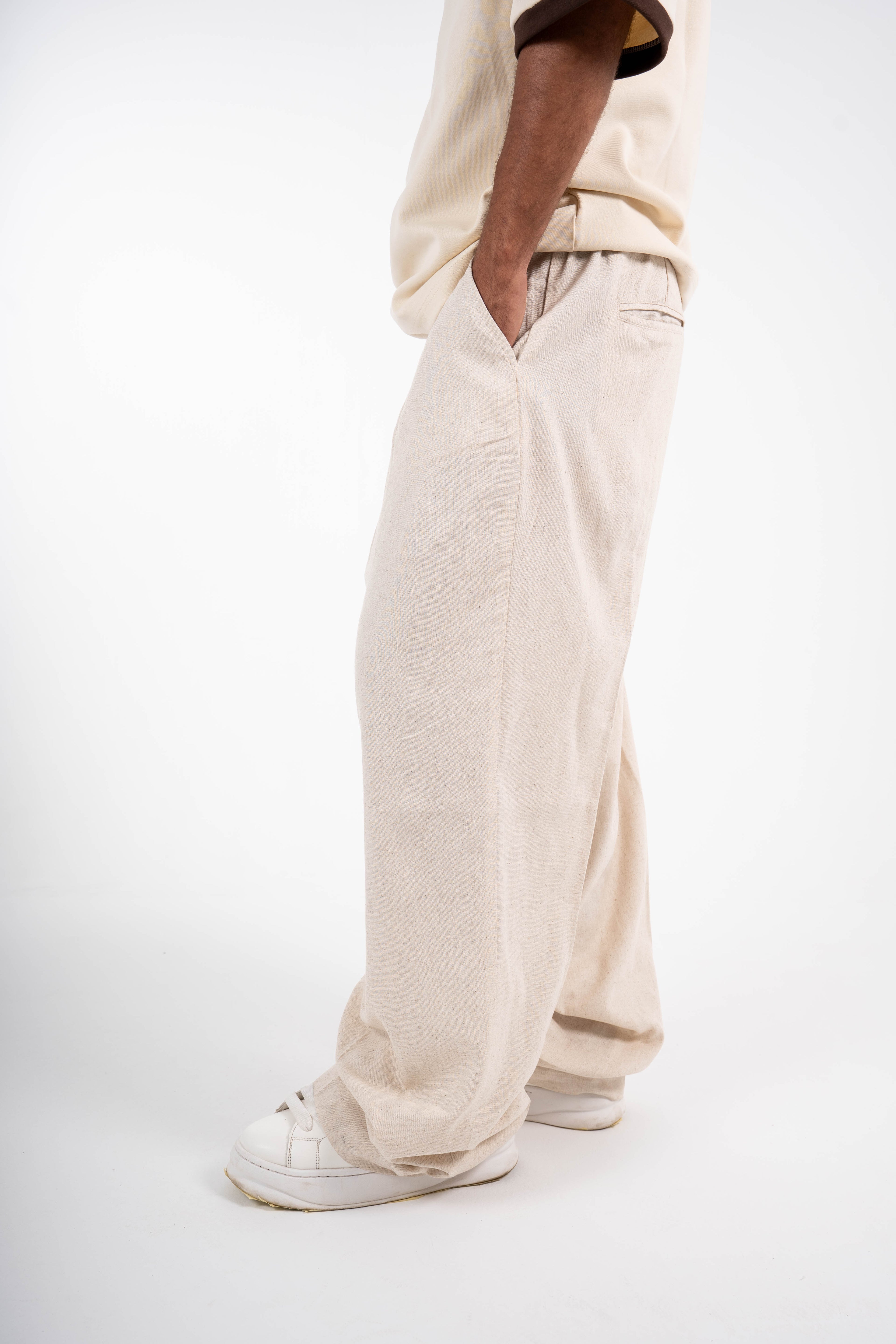 Tailored Linen Blend Pants – Natural Beige